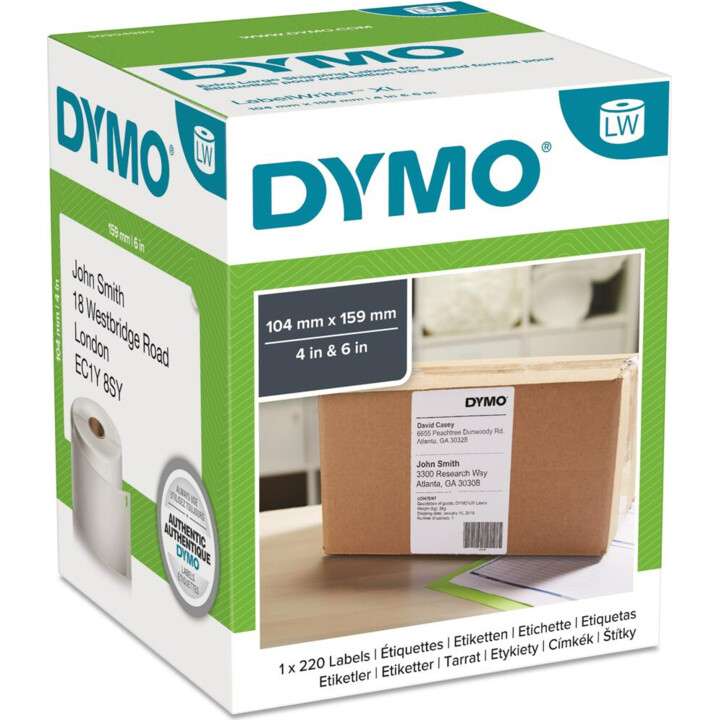 Etiqueta original DYMO® para LabelWriter™ 4XL/5XL 104 mm x 159 mm (para etiquetas de remessa, branco, permanente, 1 x 220 etique