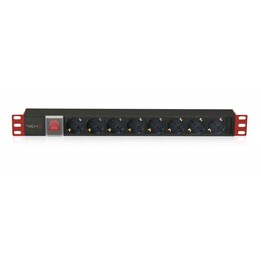 Techly I-CASE STRIP-81UD Stromverteilereinheit (PDU) 8 AC-Ausgänge 1U Schwarz , Rot