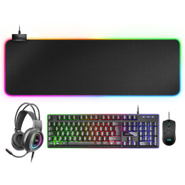 Mars Gaming Mcpexpt Combo Teclado+ratón+auriculares Rgb+alfombrilla Rgb Pt