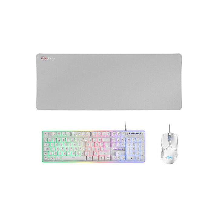 Mars Gaming Mcpxwes Combo Tastiera+mouse+tappetino Bianco En