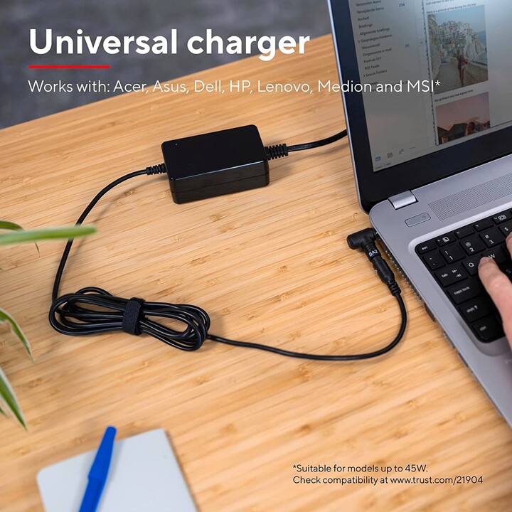 Trust Primo 19V-45W chargeur universel pour ordinateur portable noir