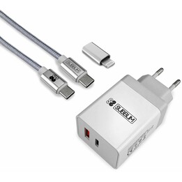 Subblim Chargeur Mural Ultra Rapide 2xusb Pd25w+qc3.0+câble C Vers CY Lightning Blanc