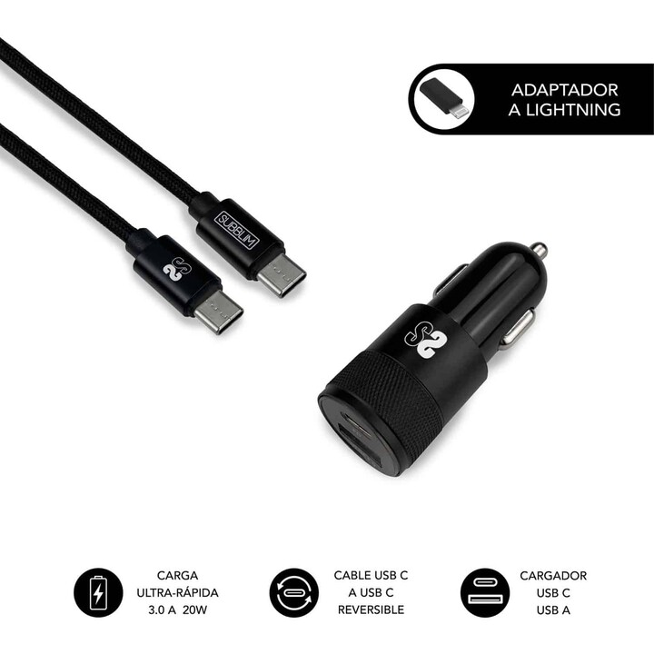 Subblim Ultra Fast Wall Charger 2xusb Pd25w+qc3.0+cable C To CY Lightning White