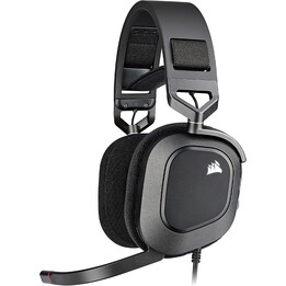 Fone de ouvido para jogos portátil Corsair Hs80 Rgb USB com fio Carbono