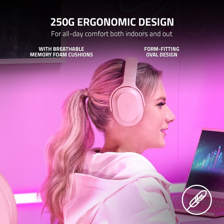 Razer Barracuda X Cuffie wireless e cablate Archetto Game Usb Type C Bluetooth Rosa