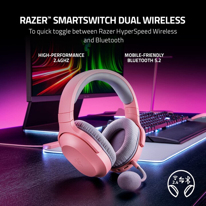 Razer Barracuda X Cuffie wireless e cablate Archetto Game Usb Type C Bluetooth Rosa