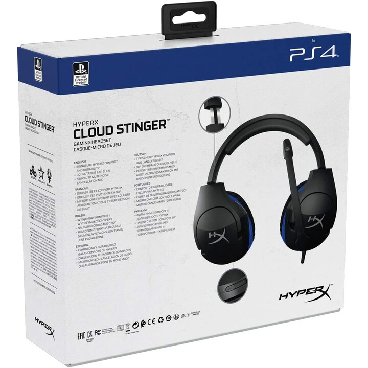 Hp Cloud Stinger - Fone de ouvido para jogos - Ps5-ps4 (preto-azul) Fones de ouvido com fio Faixa para jogo preto, azul