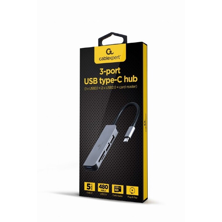 Gembird A-CM-COMBO5-02 Adaptateur multiport USB Type-C 5-en-1 (Hub + HDMI + PD + audio stéréo)