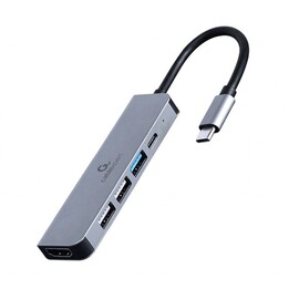 Gembird A-CM-COMBO5-03 station d'accueil Avec fil USB 3.2 Gen 1 (3.1 Gen 1) Type-C Argent