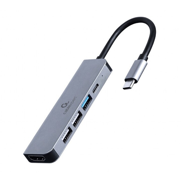 Gembird A-CM-COMBO5-03 Laptop Dock & Docking Station Wired USB 3.2 Gen 1 (3.1 Gen 1) Type-C Silver