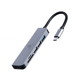 Gembird A-CM-COMBO6-02 Laptop Dock & Dockingstation Kabelgebunden USB 3.2 Gen 1 Type-C Grau