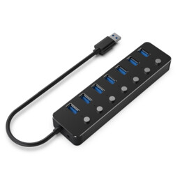 Hub Gembird UHB-U3P7P-01 7 portas USB 3.1 (Gen 1) com interruptores, preto