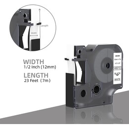 Dymo D1 Cinta 6mm x 7m negra transparente