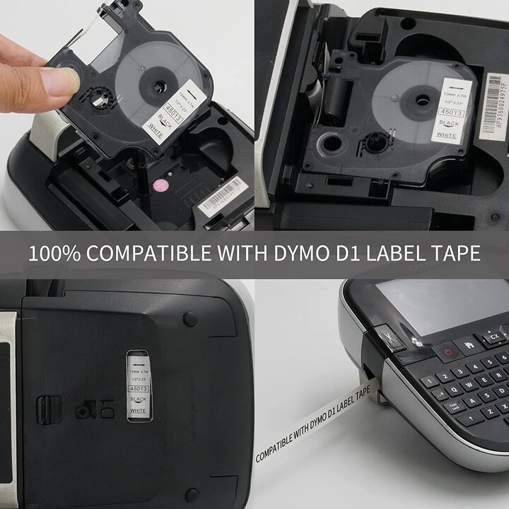 Dymo D1 Tape 6mm x 7m black transparent