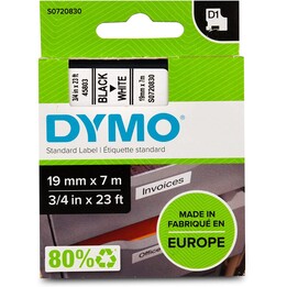 Dymo D1 Nastro 19 mm x 7 m bianco nero