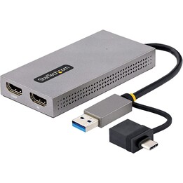 STARTECH.com 107B-USB-HDMI Adattatore USB a doppio HDMI 4K 30 Hz 1080p nero