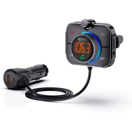 SAVIO Transmetteur FM, Bluetooth 5.0, chargeur QC/PD 3.0, ENC, AUX OUT, Micro SD, TR-14, noir