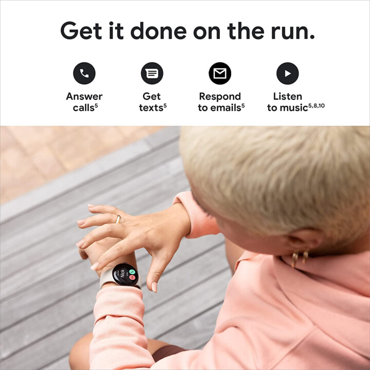 Google Pixel Watch, SmartWatch Android, cassa in acciaio inossidabile argento lucido con bracciale sportivo Charcoalan, Wifi