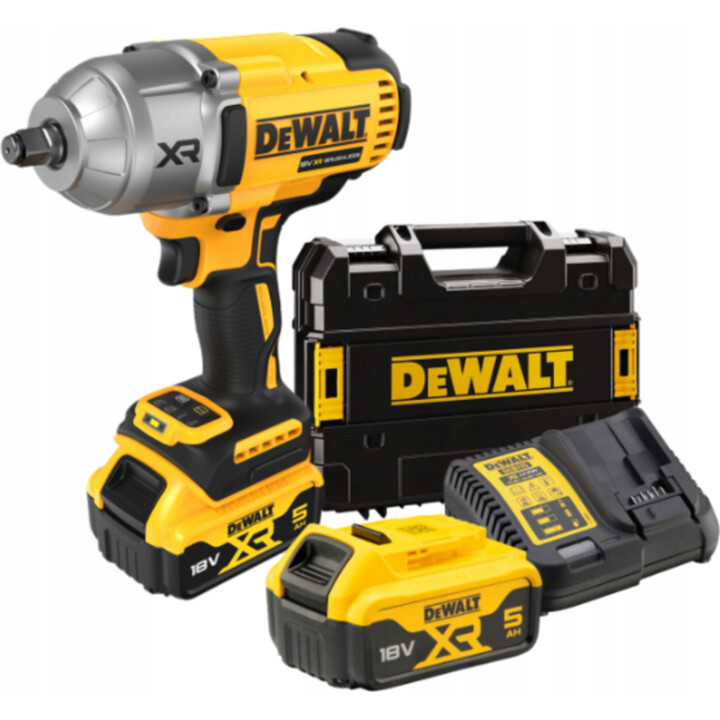 DeWALT DCF900P2T-QW, 1/2" 18V Impact Wrench 2x5.0Ah, High Torque Performance, Yellow/Black