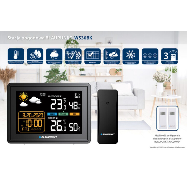 Blaupunkt WS30BK - Weather station with external sensor.