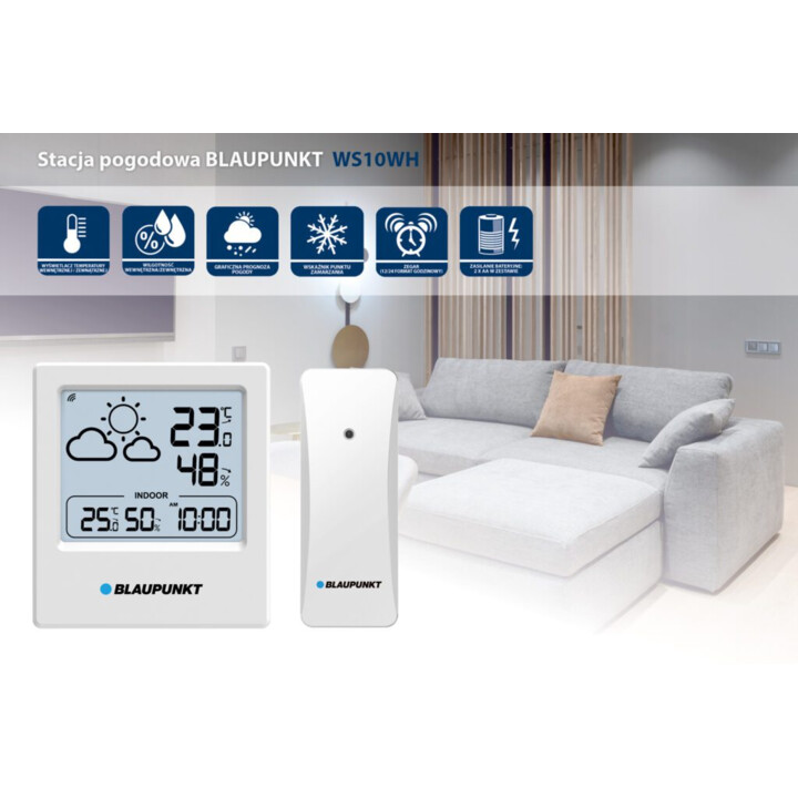 Blaupunkt WS10WH - Wetterstation mit externem Sensor.