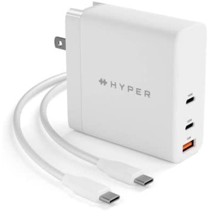 HYPER HYPERJUICE CARICABATTERIE USB 140W USB 3.2 2XUSB-C BIANCO + ADATTATORI DA VIAGGIO