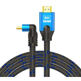 Savio Cable HDMI (M) v2.1, en ángulo, 8K, HDR dinámico, cobre OFC, 5 m, CL-175