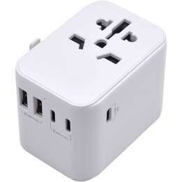EWENT UNIVERSAL MULTI PLUG ADAPTER + 2X USB + 3X USB-C WHITE