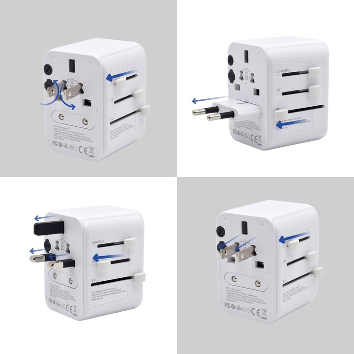 ADAPTADOR UNIVERSAL MULTIPLUG EWENT + 2X USB + 3X USB-C BRANCO