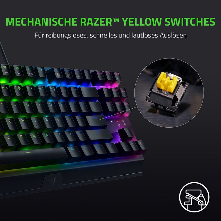 Razer BlackWidow V3 Tenkeyless Keyboard (Mechanical Green Switch, Wired, USB, German Layout, RGB)