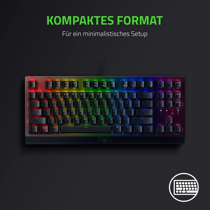 Clavier Razer BlackWidow V3 Tenkeyless (commutateur mécanique vert, filaire, USB, disposition allemande, RVB)