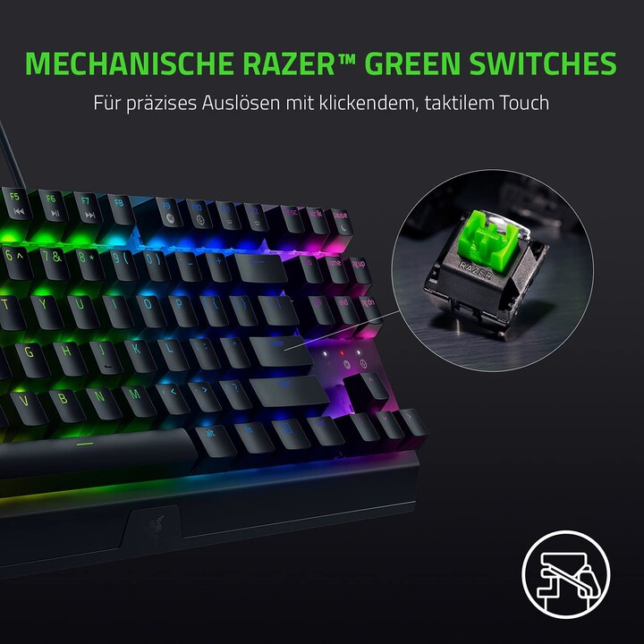 Razer BlackWidow V3 Tenkeyless Keyboard (Mechanical Green Switch, Wired, USB, German Layout, RGB)