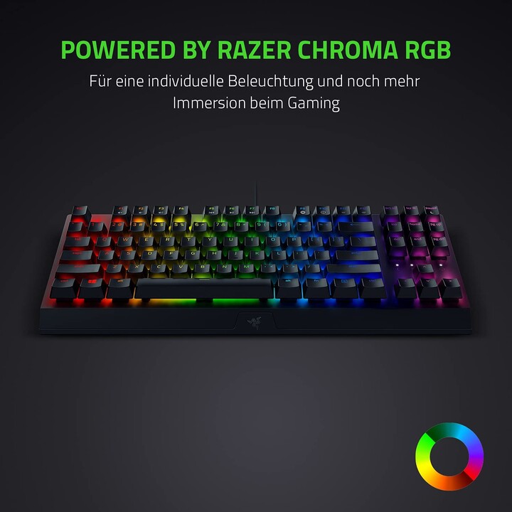 Clavier Razer BlackWidow V3 Tenkeyless (commutateur mécanique vert, filaire, USB, disposition allemande, RVB)