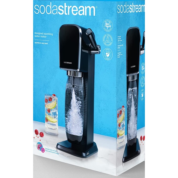SodaStream Burbujeador de agua Art con cilindro de CO2 y 1 botella de plástico de 1 litro apta para lavavajillas, 44 cm de altur