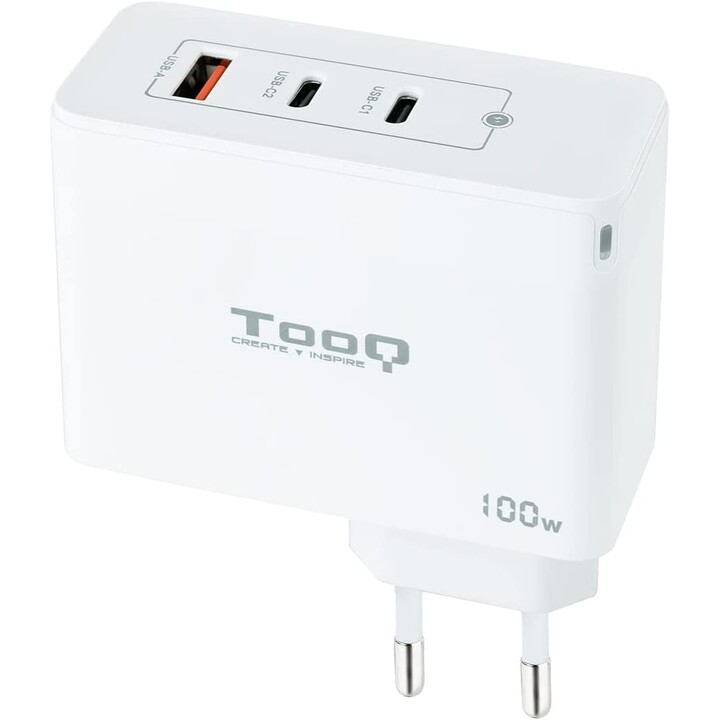 Caricabatterie da parete TooQ TQWC-GANQC2PD100W/ 2xUSB tipo C/ 1xUSB/ 100W