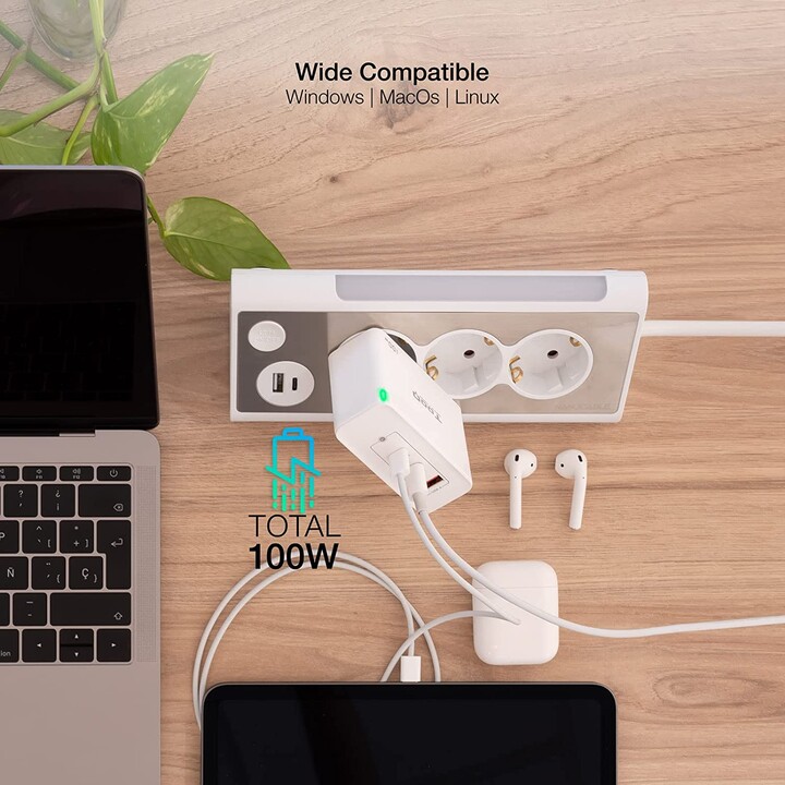 Caricabatterie da parete TooQ TQWC-GANQC2PD100W/ 2xUSB tipo C/ 1xUSB/ 100W