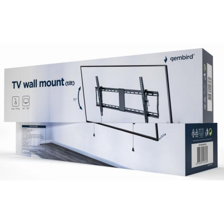 Gembird WM-90T-01 Soporte de pared para TV (inclinable), 43”-90” (70 kg)