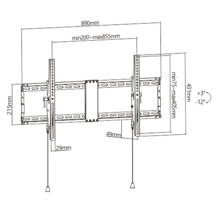 Gembird WM-90T-01 Soporte de pared para TV (inclinable), 43”-90” (70 kg)