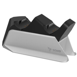 SAVIO GCS-01 Station de charge double pour les pads PS5, Dual Sense, USB, noir