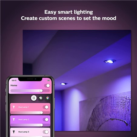 Lâmpada LED inteligente Philips Hue branca e colorida/ Base GU10/ 5,2 W/ 350 lúmens/ 2000K-6500K/ Philips Hue Bridge preciso