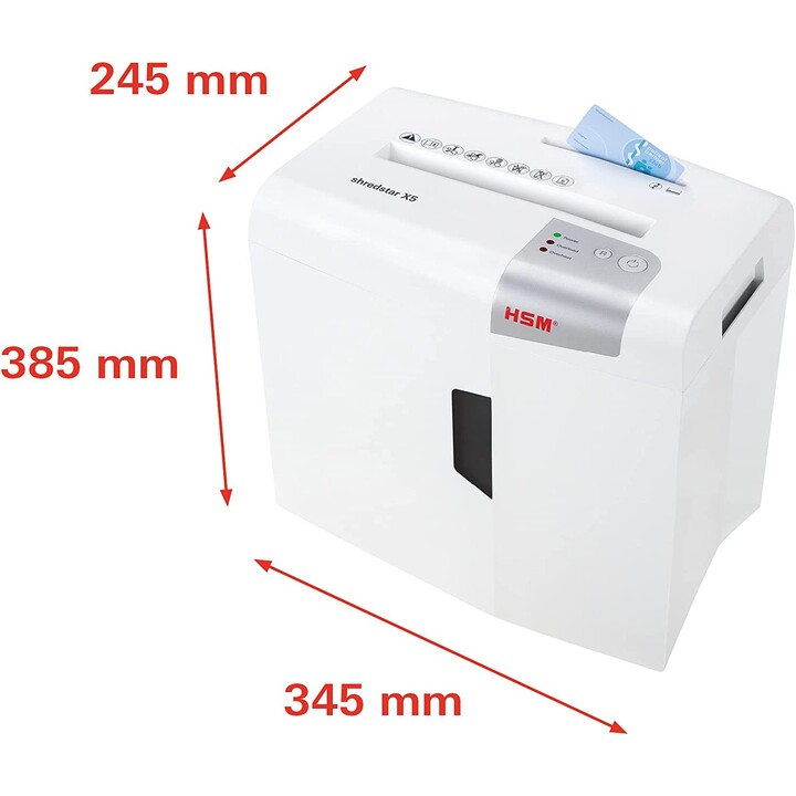 HSM X5 destructeur de papier Découpage en particules 58 dB 22 cm Argent, Blanc
