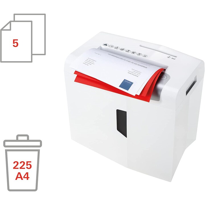 HSM X5 destructeur de papier Découpage en particules 58 dB 22 cm Argent, Blanc