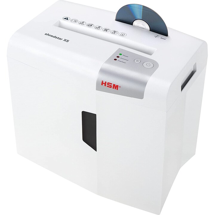 HSM X5 destructeur de papier Découpage en particules 58 dB 22 cm Argent, Blanc