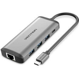 Docking USB Type-C Vention CNDHB/ 1xHDMI/ 3xUSB/ 1xUSB Type-C/ 1xRJ45/ 1xCard reader/ Grigio