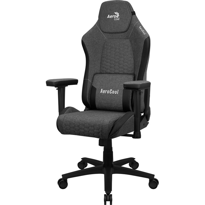 Aerocool CROWNASHBK, cadeira ergonômica para jogos, almofadas ajustáveis, tecnologia AeroWeave, preto