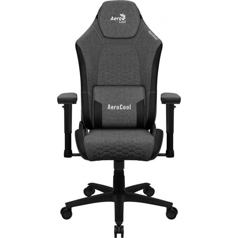 Aerocool CROWNASHBK, Silla Gaming Ergonómica, Cojines Ajustables, Tecnología AeroWeave, Negro