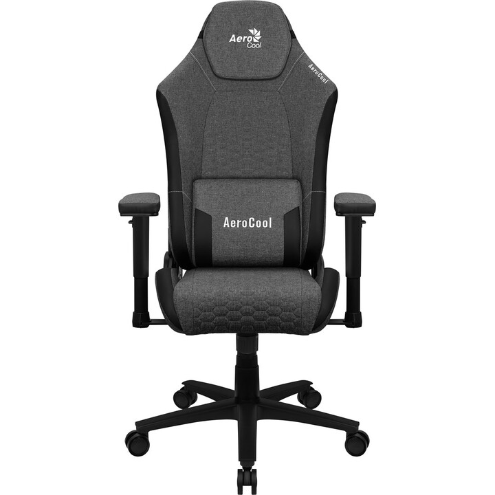 Aerocool CROWNASHBK, cadeira ergonômica para jogos, almofadas ajustáveis, tecnologia AeroWeave, preto