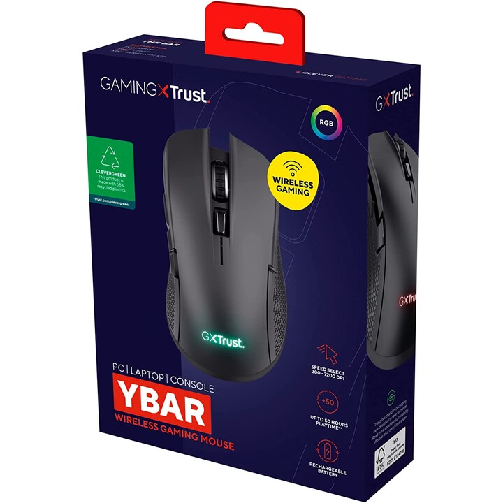 Trust Gaming GXT 923 YBAR Souris de jeu sans fil/Batterie rechargeable/Jusqu à 7200 DPI