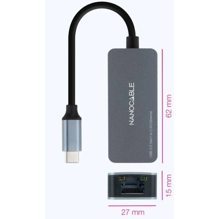Adaptateur RJ45 Nanocâble 10.03.0410/ USB Type-C Mâle - RJ45 Femelle