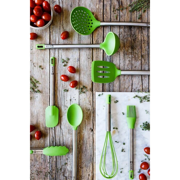 SET 5 UTENSILS PRIOR BRA A197011 - BOTE PORTA UTENSILS - SPATULA - SPOON PASTA - POT - SKIMMER - BUCKET
